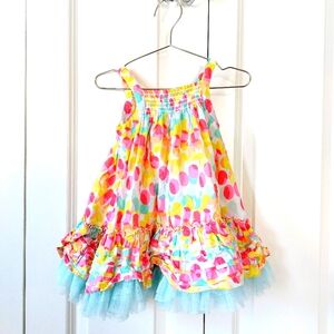 Bright Polka Dot Dress with Built‎ in Crinoline 2T Cherokee